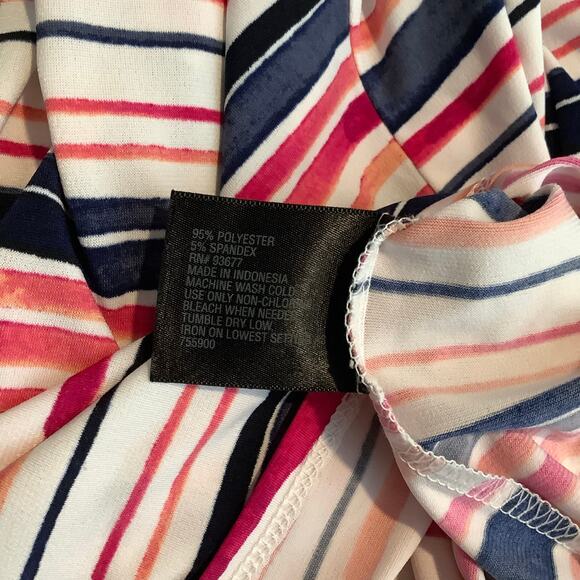 Worthington Pink Peach Navy White Draped Sleeveless Blouse Top Small - Picture 5 of 5